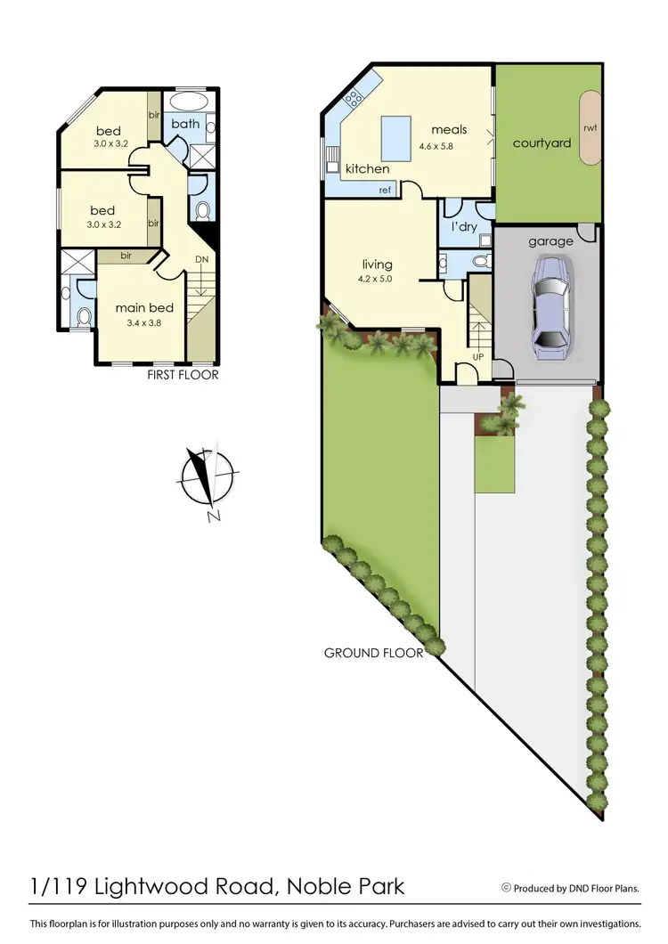 Floorplan of Homely townhouse listing, 1/119 Lightwood Road, Noble Park VIC 3174
