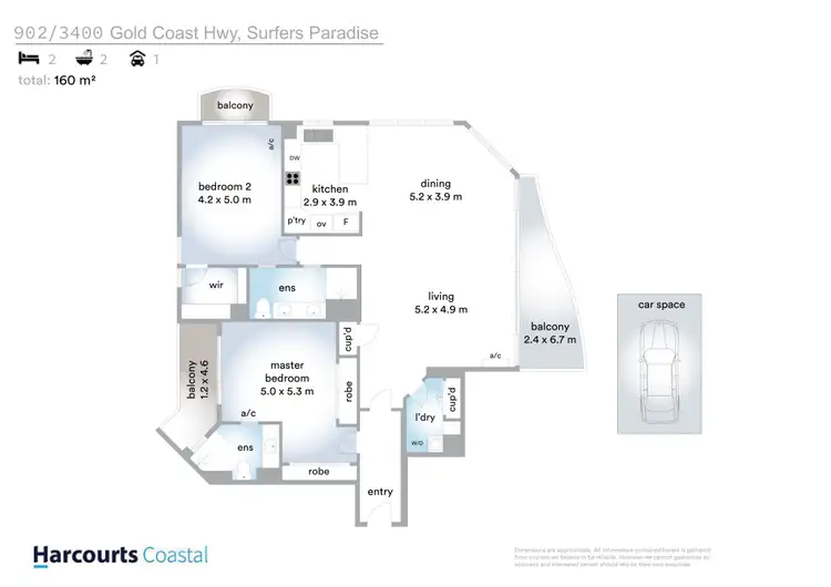 Floorplan of Homely apartment listing, 902/3400 Surfers Paradise Boulevard, Surfers Paradise QLD 4217