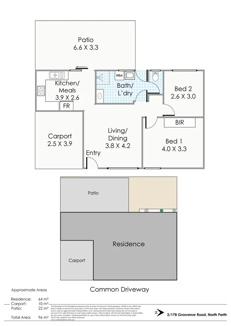 Floorplan of Homely villa listing, 2/178 Grosvenor Road, North Perth WA 6006