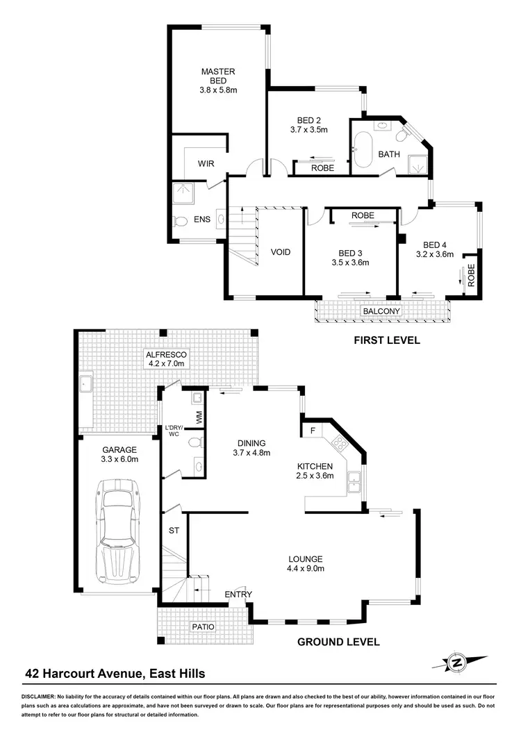 Floorplan of Homely semi-detached listing, 42 Harcourt Avenue, East Hills NSW 2213