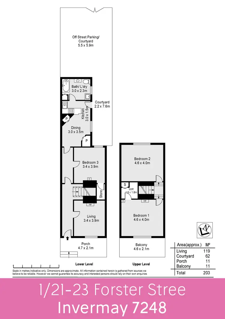 Floorplan of Homely townhouse listing, 1/21-23 Forster Street, Invermay TAS 7248