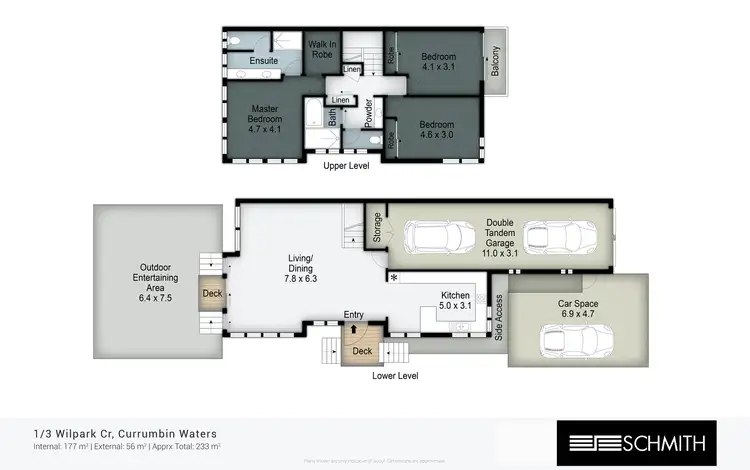 Floorplan of Homely semi-detached listing, 1/3 Wilpark Crescent, Currumbin Waters QLD 4223