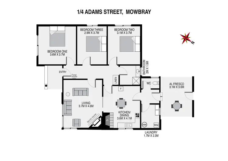 Floorplan of Homely unit listing, 1/4 Adams Street, Mowbray TAS 7248