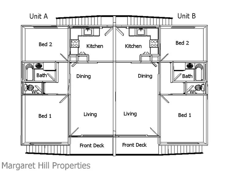 Floorplan of Homely semi-detached listing, 1 & 2 /46 Crocker Street, Kirwan QLD 4817