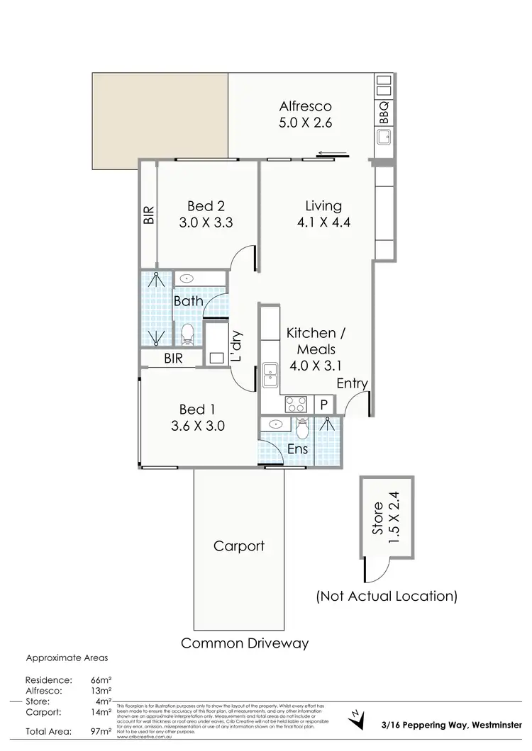 Floorplan of Homely apartment listing, 3/16 Peppering Way, Westminster WA 6061