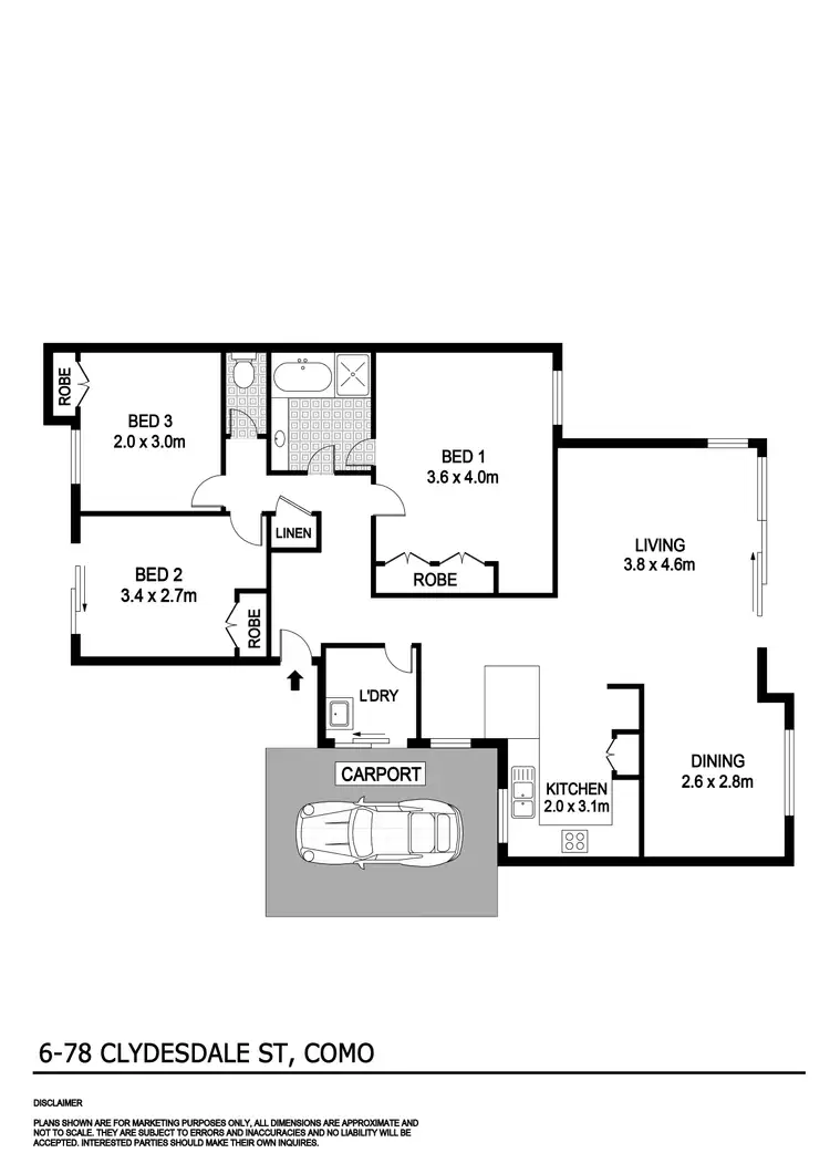 Floorplan of Homely unit listing, 6/78 Clydesdale Street, Como WA 6152