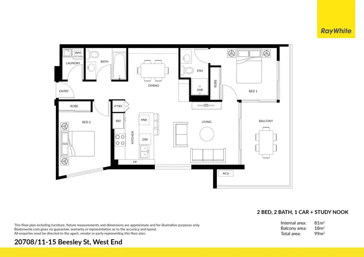 Floorplan of Homely apartment listing, 20708/11-15 Beesley St, West End QLD 4101