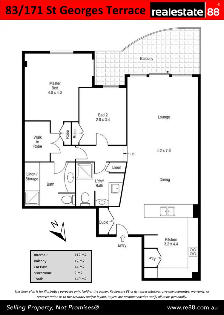 Floorplan of Homely apartment listing, 83/171 St Georges Terrace, Perth WA 6000