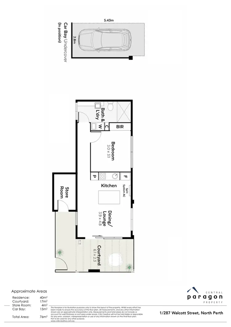 Floorplan of Homely apartment listing, 1/287 Walcott Street, North Perth WA 6006