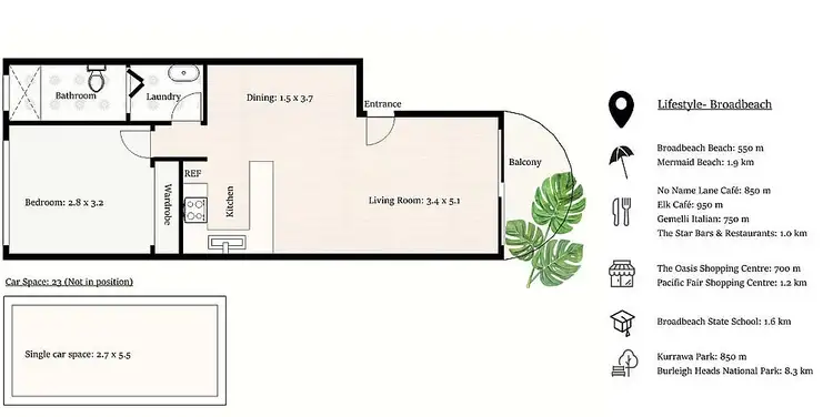 Floorplan of Homely apartment listing, 23/2753 Gold Coast Highway, Broadbeach QLD 4218