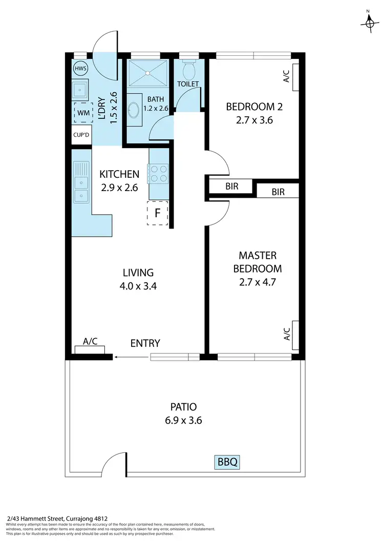 Floorplan of Homely unit listing, 2/43 Hammett Street, Currajong QLD 4812