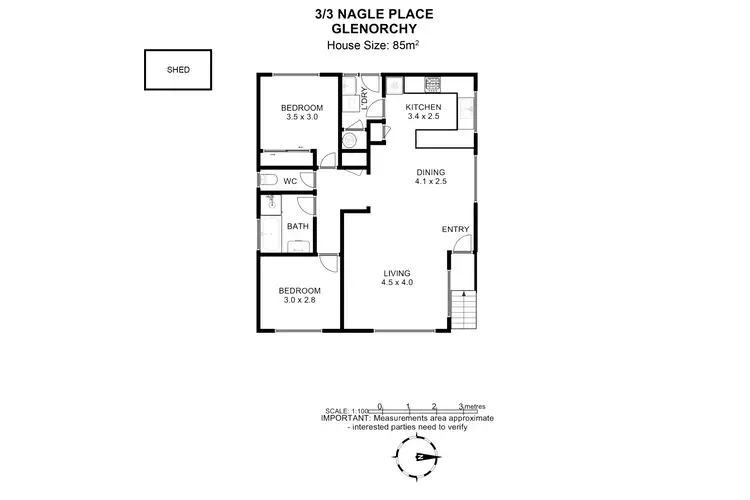 Floorplan of Homely unit listing, 3/3 Nagle Place, Glenorchy TAS 7010