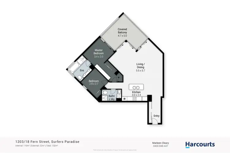 Floorplan of Homely apartment listing, 1203/18 Fern Street, Surfers Paradise QLD 4217