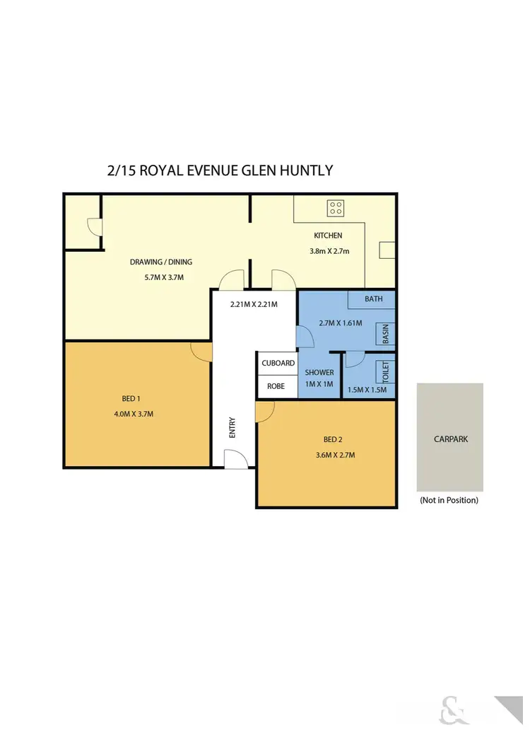 Floorplan of Homely unit listing, 2/15 Royal Avenue, Glen Huntly VIC 3163