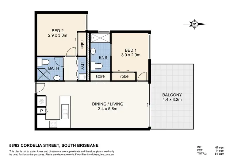Floorplan of Homely apartment listing, 56/62 Cordelia St, South Brisbane QLD 4101