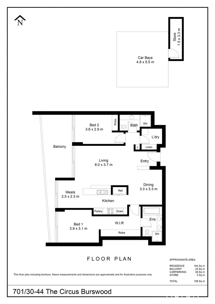 Floorplan of Homely apartment listing, 701/30-44 The Circus, Burswood WA 6100