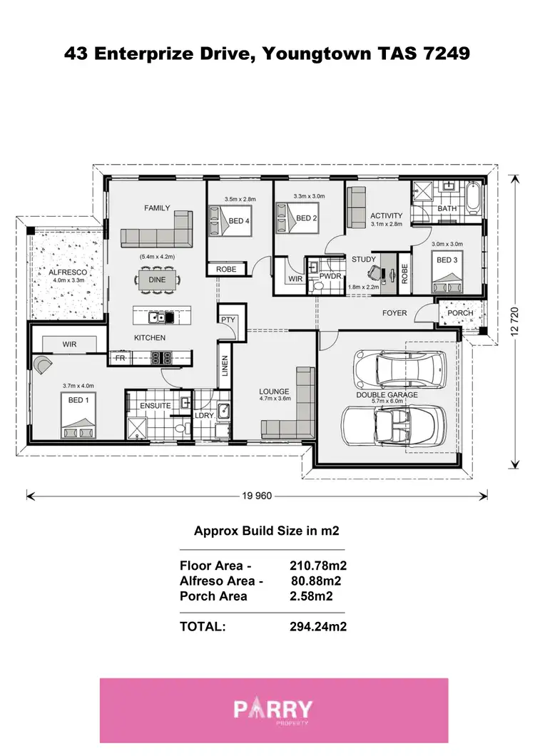 Floorplan of Homely house listing, 43 Enterprize Drive, Youngtown TAS 7249