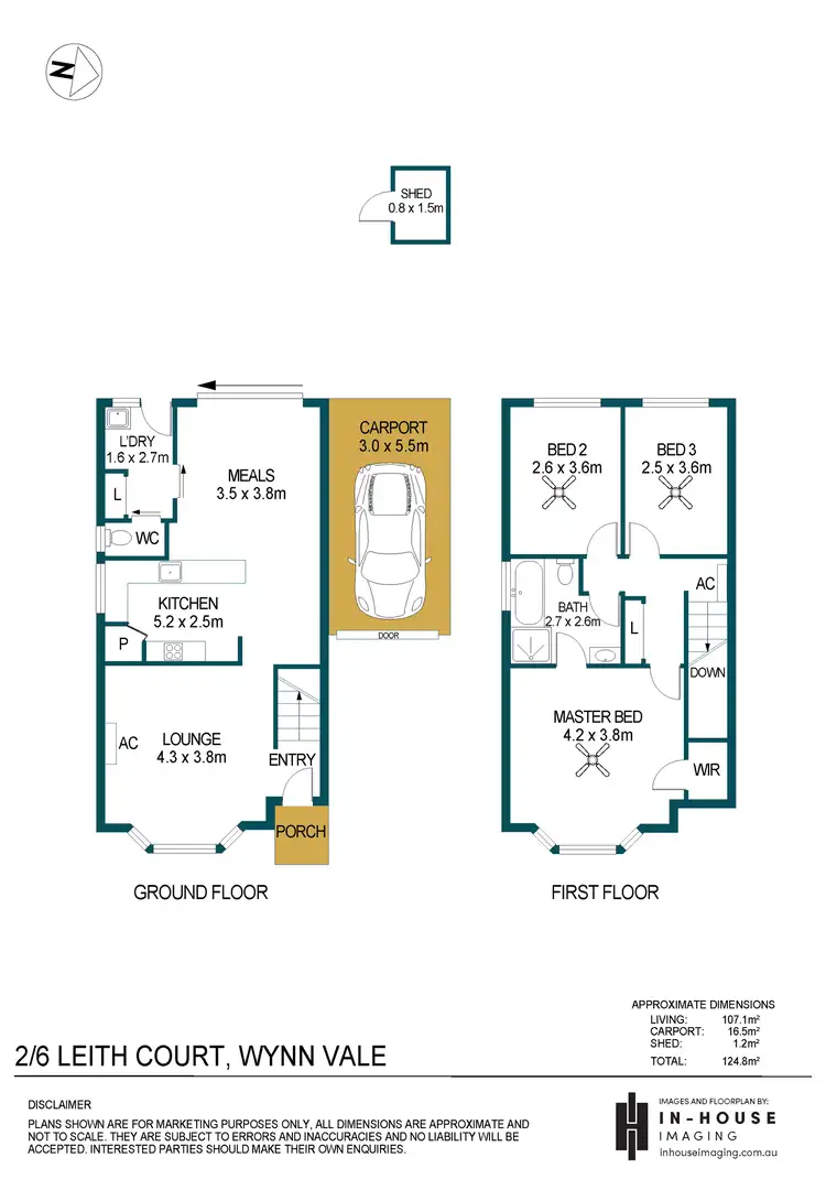 Floorplan of Homely townhouse listing, 2/6 Leith Court, Wynn Vale SA 5127