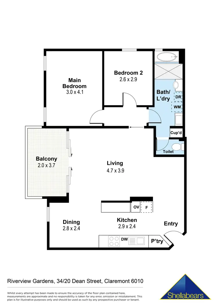 Floorplan of Homely apartment listing, 34/20 Dean Street, Claremont WA 6010
