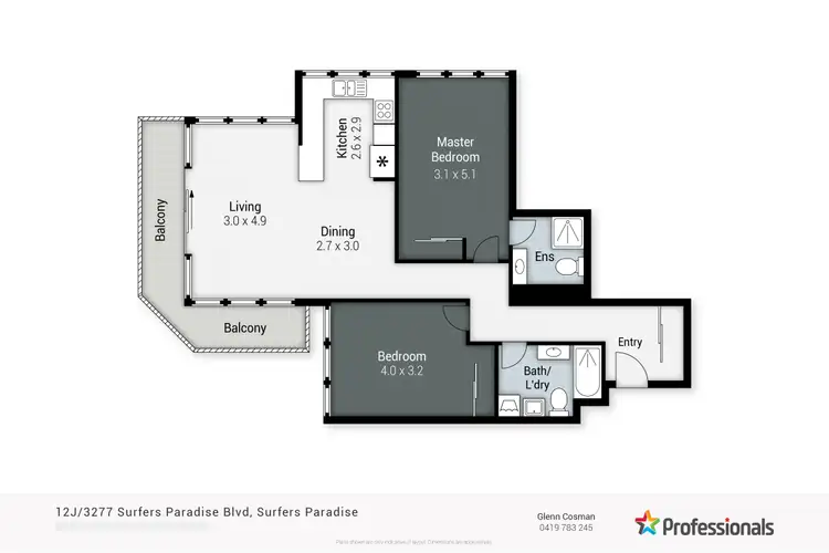 Floorplan of Homely unit listing, 12J/3277 Surfers Paradise Boulevard, Surfers Paradise QLD 4217