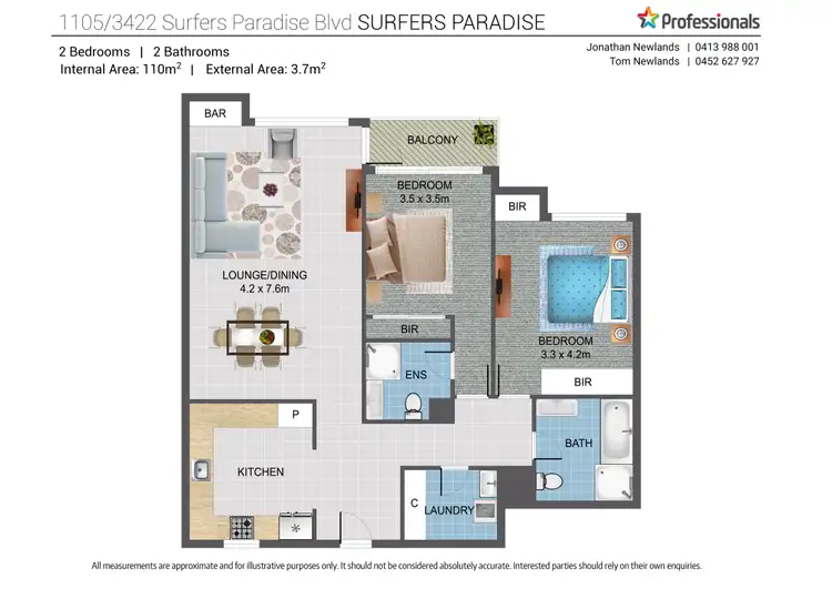 Floorplan of Homely unit listing, 1105/3422 Surfers Paradise Blvd, Surfers Paradise QLD 4217
