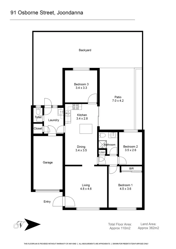 Floorplan of Homely semi-detached listing, 91 Osborne Street, Joondanna WA 6060
