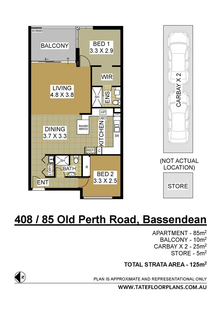 Floorplan of Homely apartment listing, 408/85 Old Perth Road, Bassendean WA 6054