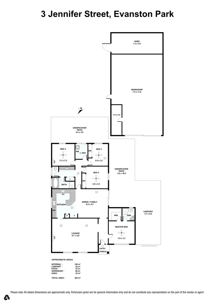 Floorplan of Homely house listing, 3 Jennifer Street, Evanston Park SA 5116