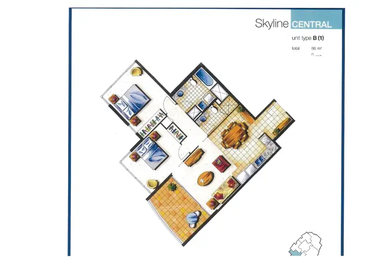 Floorplan of Homely unit listing, 3335/23 Ferny Avenue, Surfers Paradise QLD 4217