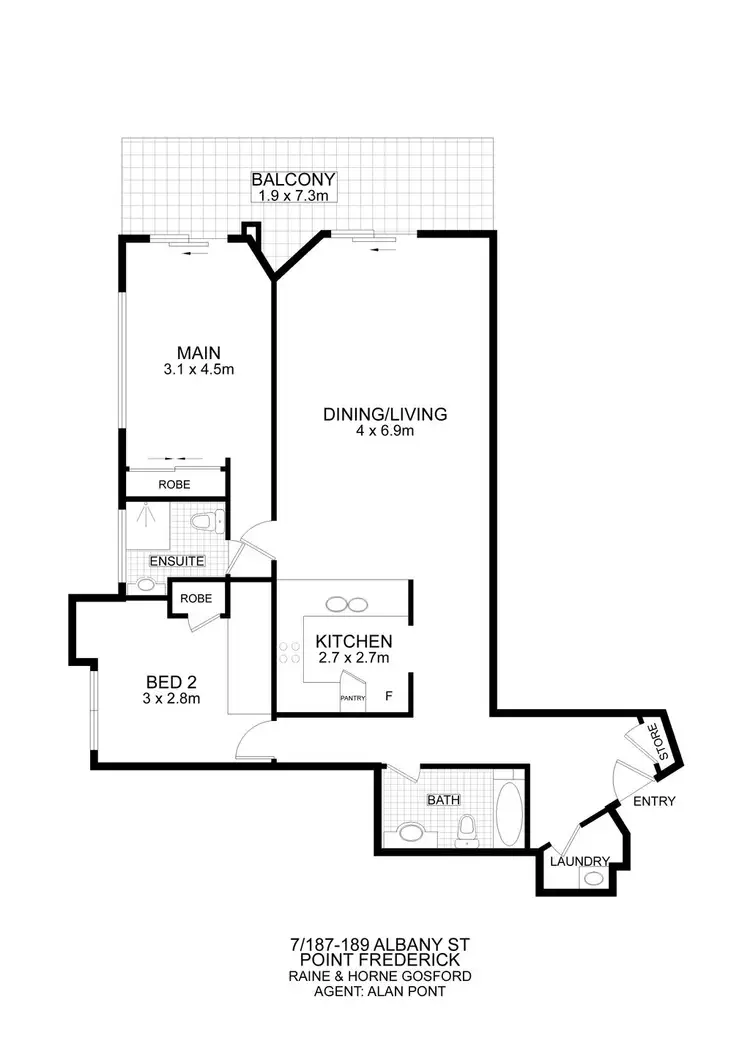 Floorplan of Homely unit listing, 7/187-189 Albany Street, Point Frederick NSW 2250