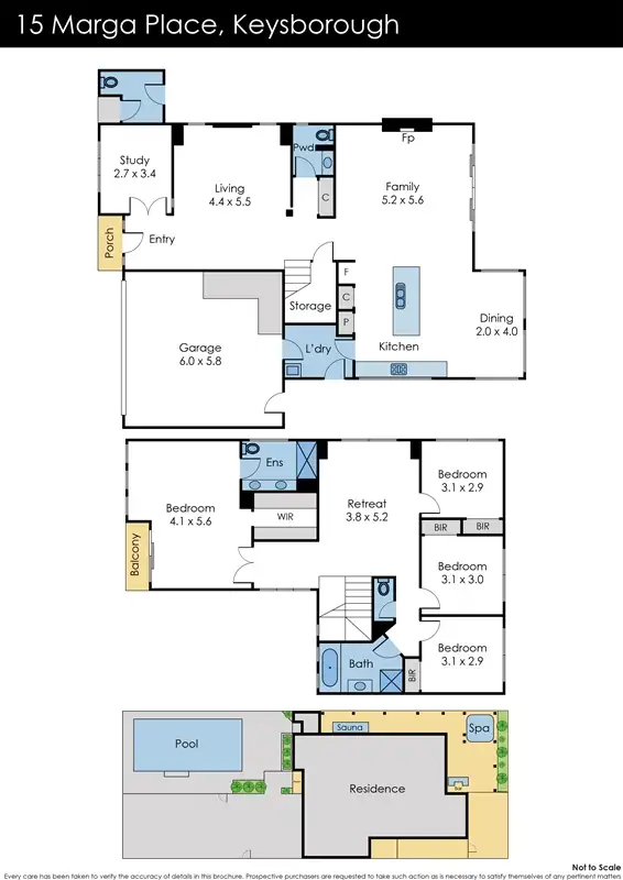 Floorplan of Homely house listing, 15 Marga Place, Keysborough VIC 3173