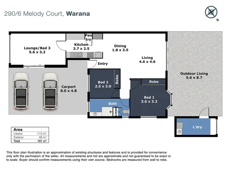 Floorplan of Homely unit listing, 290/6 Melody Court, Warana QLD 4575
