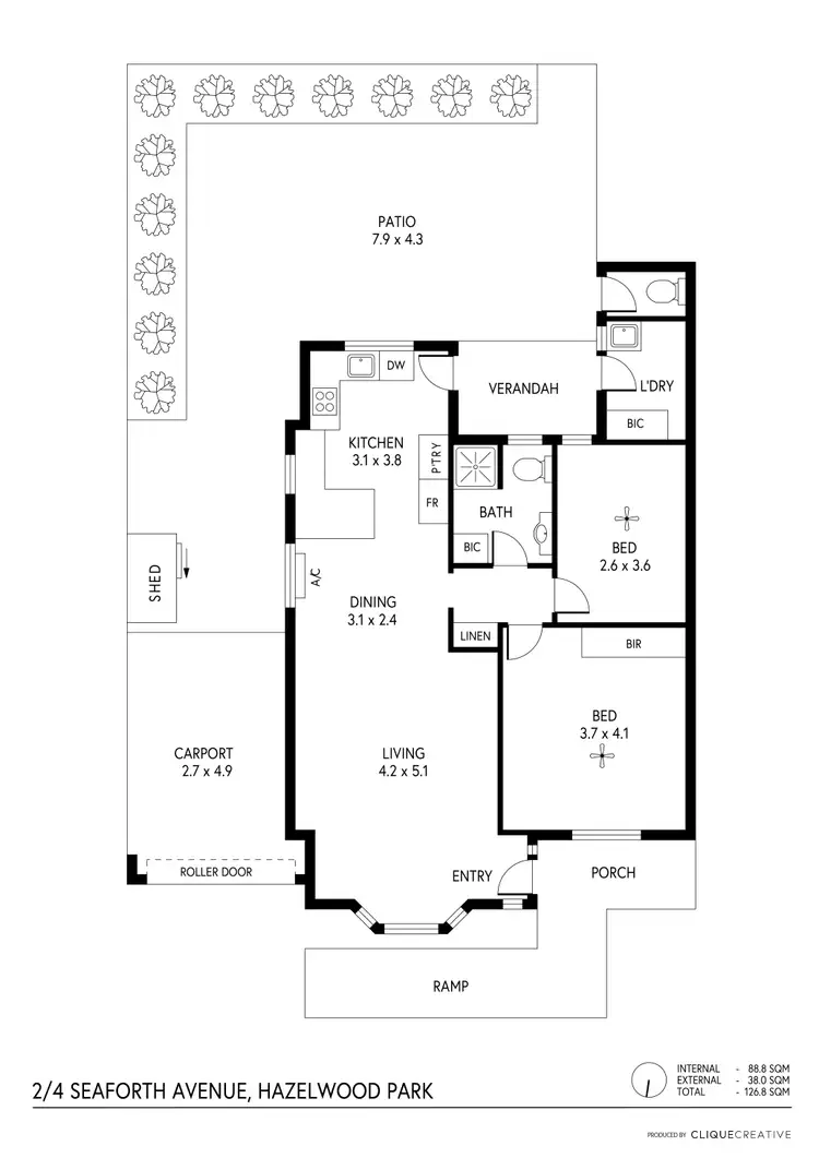 Floorplan of Homely unit listing, 2/4 Seaforth Avenue, Hazelwood Park SA 5066