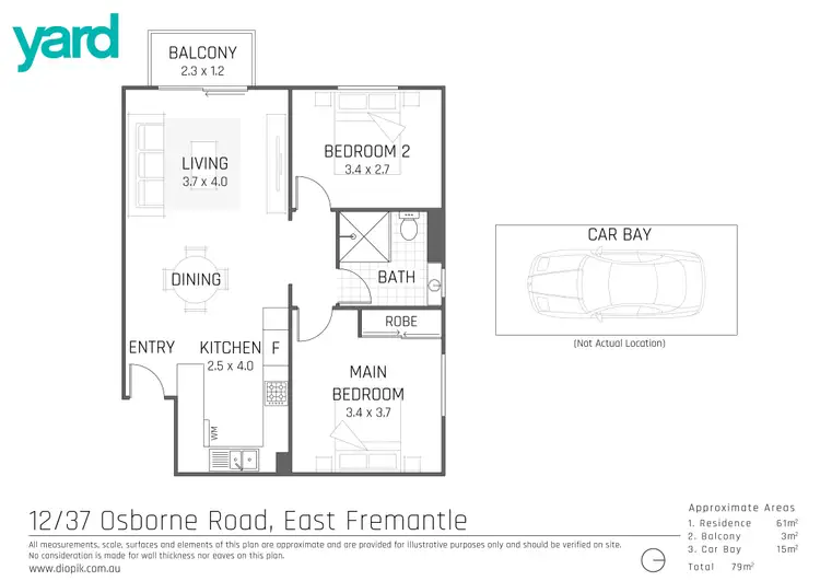 Floorplan of Homely apartment listing, 12/37 Osborne Road, East Fremantle WA 6158