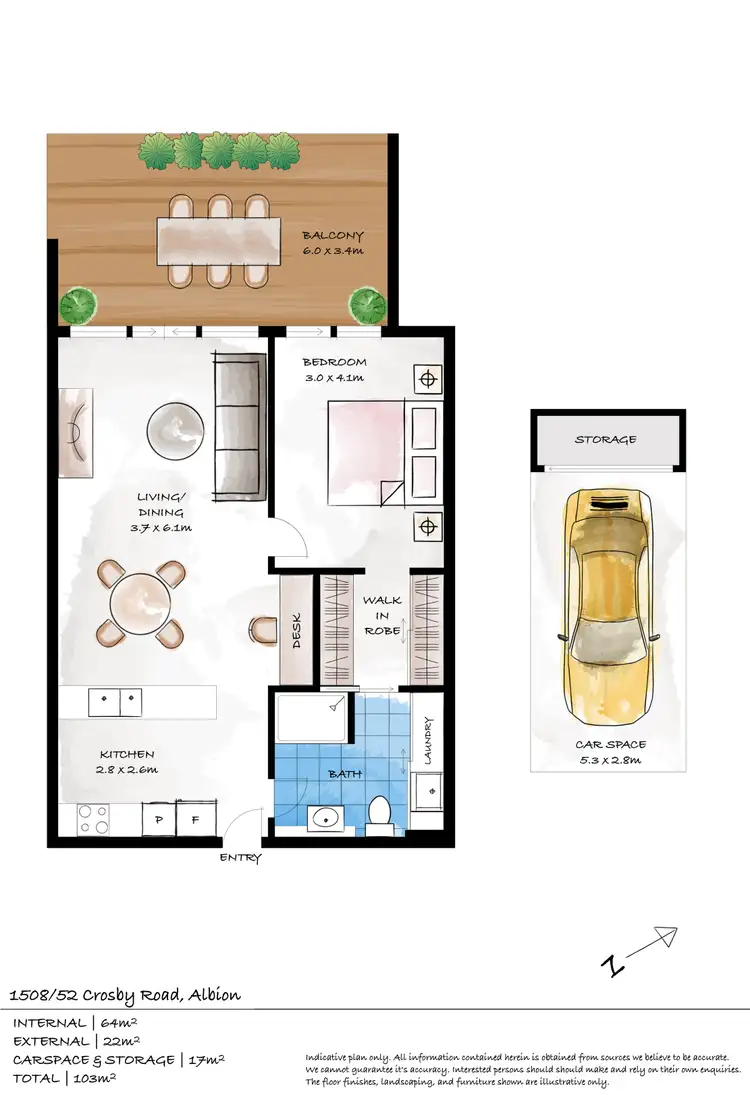 Floorplan of Homely unit listing, 1508/52 Crosby Road, Albion QLD 4010