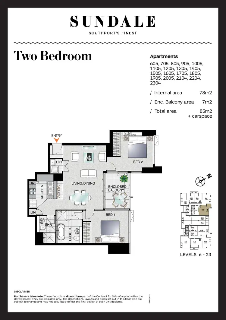 Floorplan of Homely apartment listing, 1405/2 Como Crescent, Southport QLD 4215