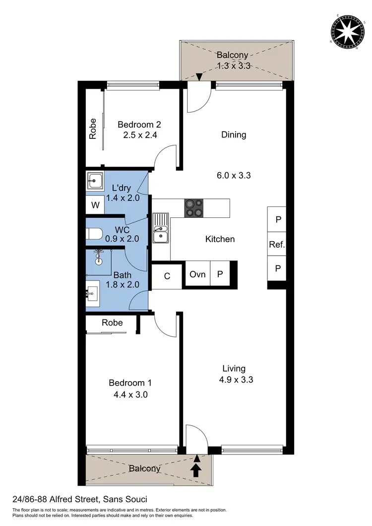 Floorplan of Homely unit listing, 24/86-88 Alfred Street, Sans Souci NSW 2219