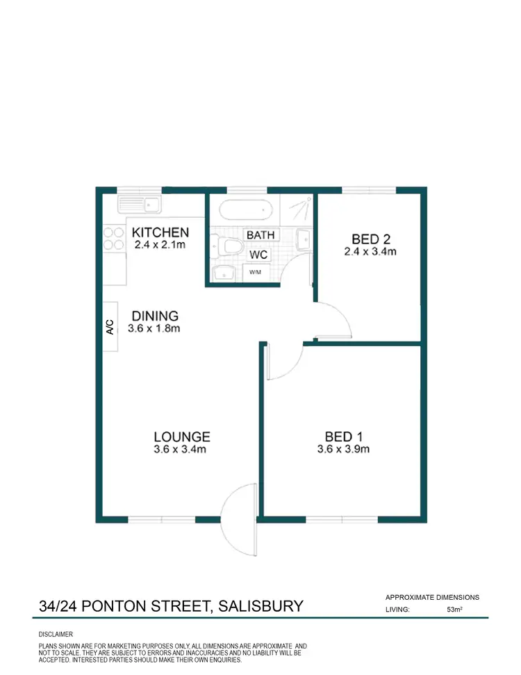 Floorplan of Homely unit listing, 34/24 Ponton Street, Salisbury SA 5108