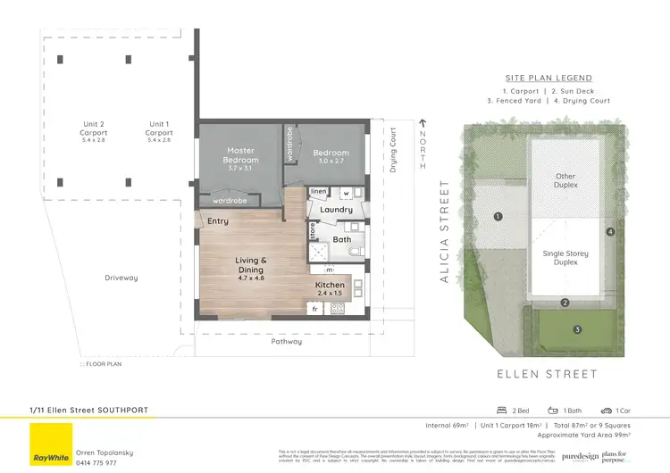 Floorplan of Homely semi-detached listing, 1/11 Ellen Street, Southport QLD 4215
