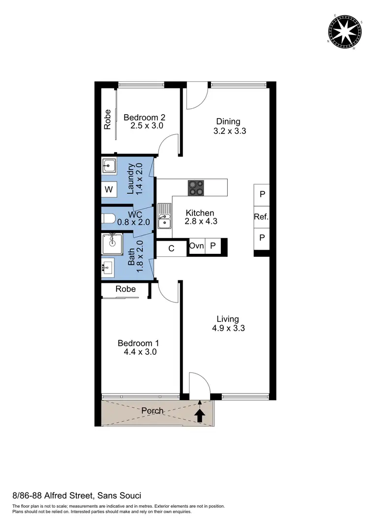 Floorplan of Homely unit listing, 8/86-88 Alfred Street, Sans Souci NSW 2219