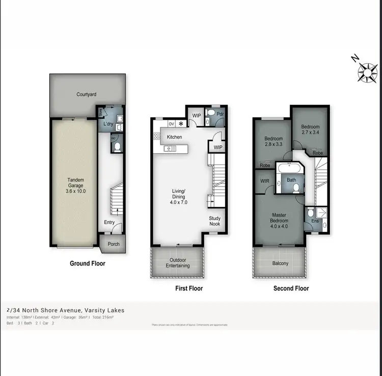 Floorplan of Homely townhouse listing, 2/34 North Shore Avenue, Varsity Lakes QLD 4227