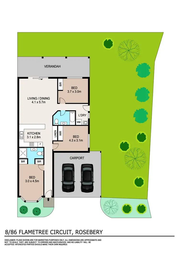 Floorplan of Homely unit listing, 8/86 Flametree Circuit, Rosebery NT 832