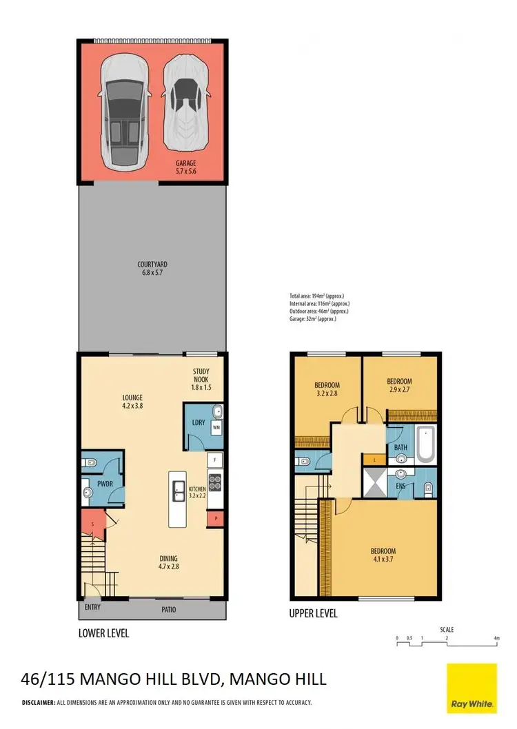 Floorplan of Homely townhouse listing, 46/115 Mango Hill Boulevard, Mango Hill QLD 4509