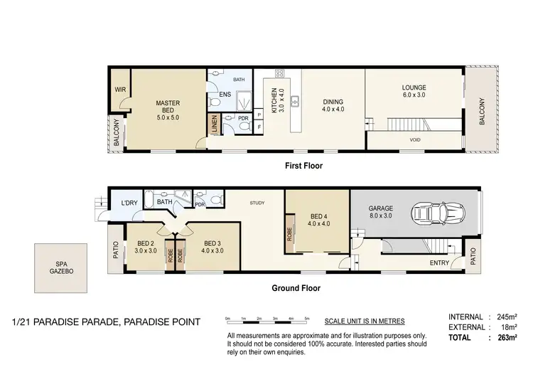 Floorplan of Homely semi-detached listing, 1/21 Paradise Parade, Paradise Point QLD 4216