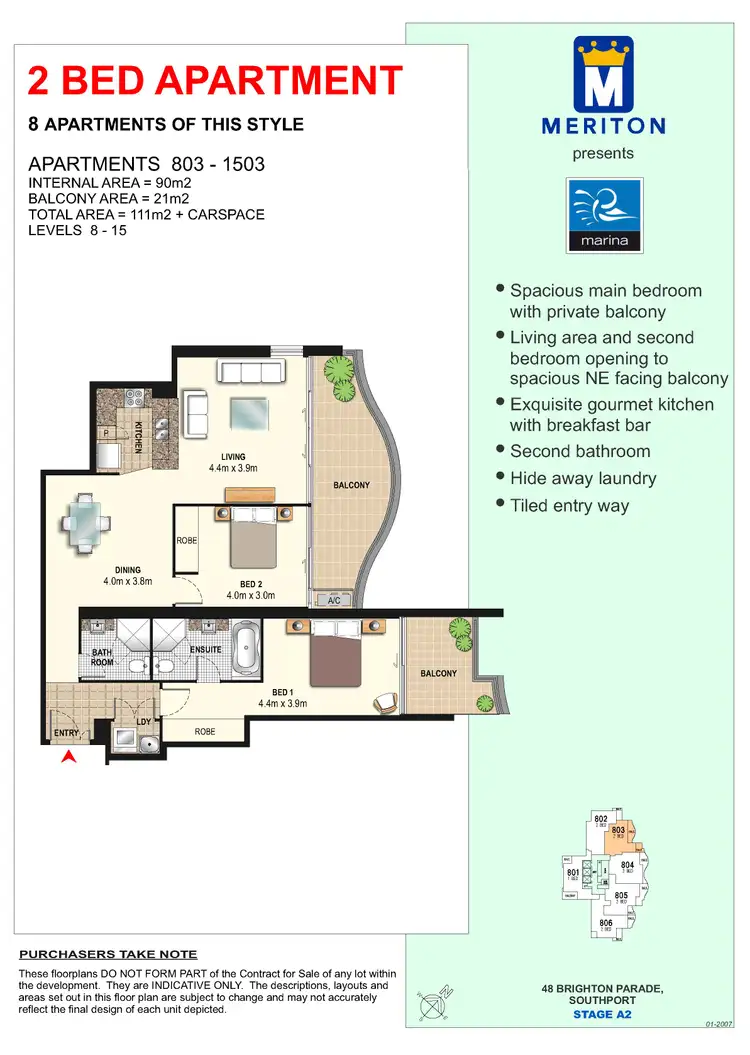 Floorplan of Homely apartment listing, 1303/4 Como Crescent, Southport QLD 4215