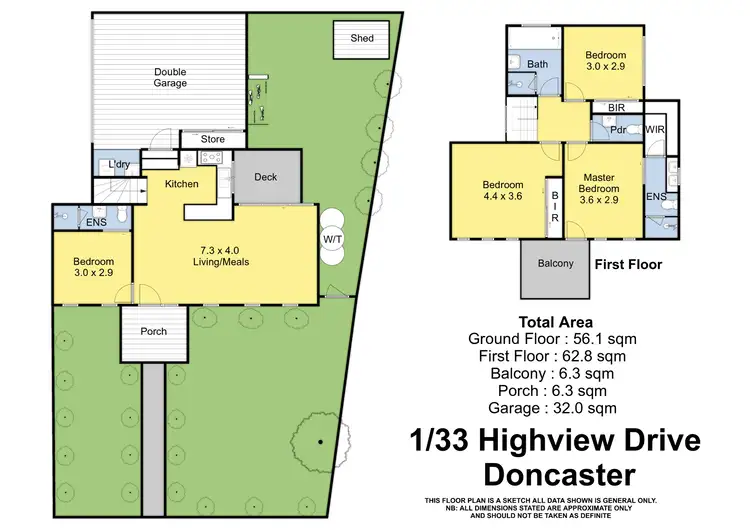 Floorplan of Homely townhouse listing, 1/33 Highview Drive, Doncaster VIC 3108