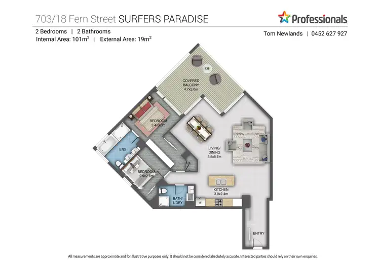 Floorplan of Homely unit listing, 703/18 Fern Street, Surfers Paradise QLD 4217