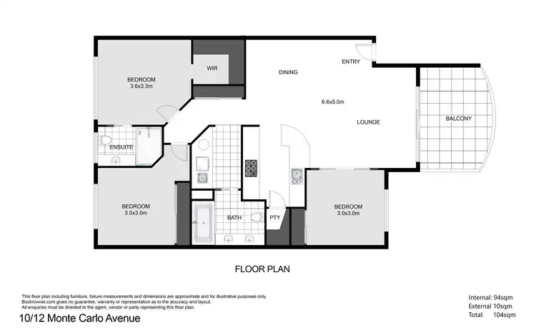 Floorplan of Homely apartment listing, 10/12 Monte Carlo Avenue, Surfers Paradise QLD 4217