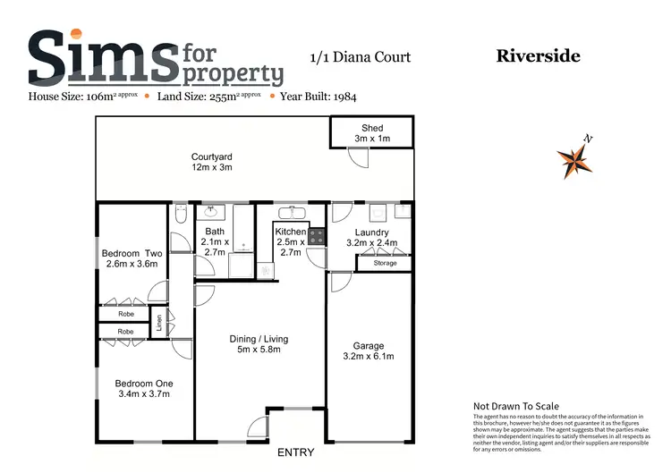 Floorplan of Homely unit listing, 1/1 Diana Court, Riverside TAS 7250