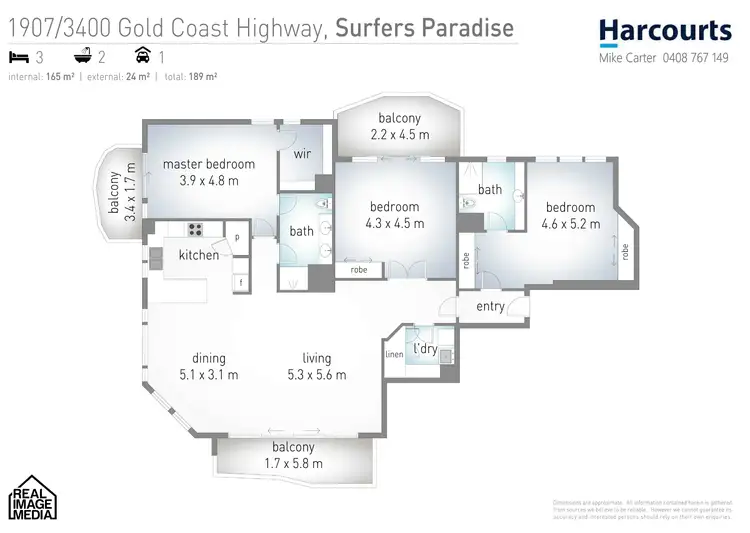 Floorplan of Homely apartment listing, 1907/3400 Surfers Paradise Boulevard, Surfers Paradise QLD 4217